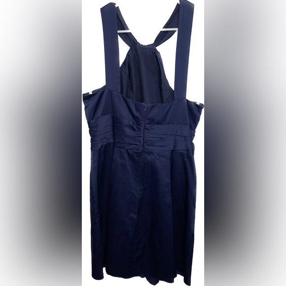 David’s Bridal Navy Blue Formal Y neck Short Bridesmaid Dress | Dress 18 - Picture 2 of 8